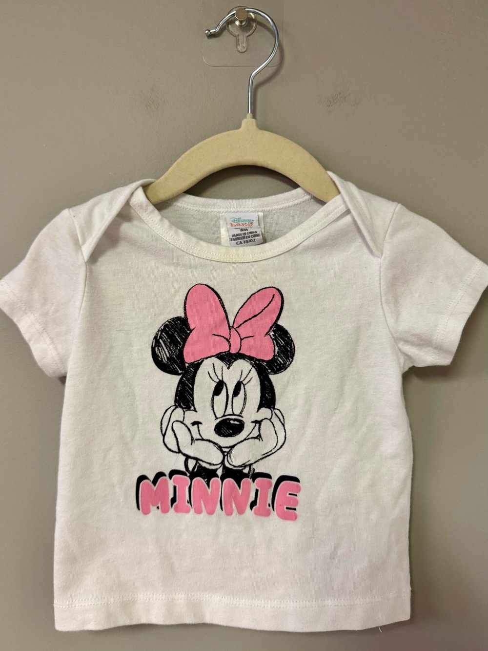 Disney White Tee with Minnie Mouse Pink Bow & Lettering